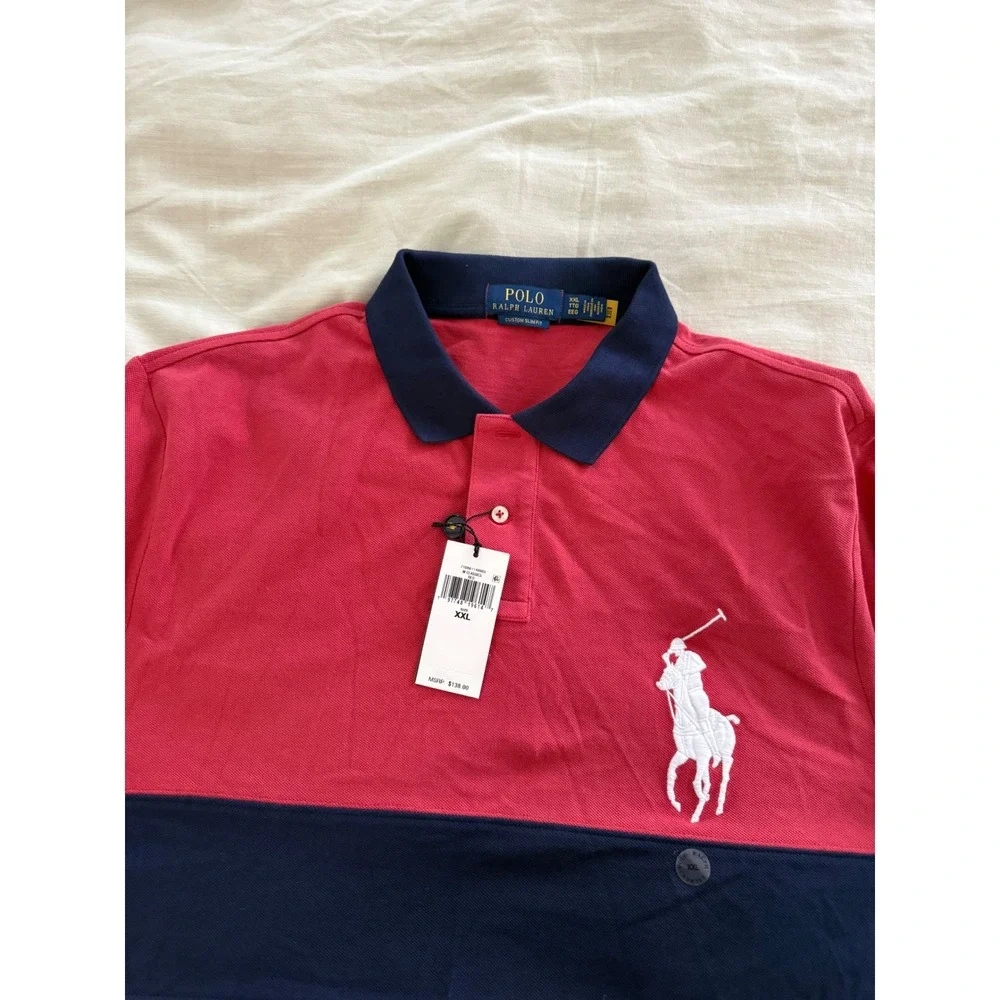 Polo Ralph Lauren Big Pony Polo Shirt XXL Red Navy Custom Slim Fit NWT